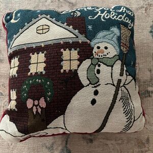 Home For The Holidays Snowman Couch Throw Pillow 11" x 11"